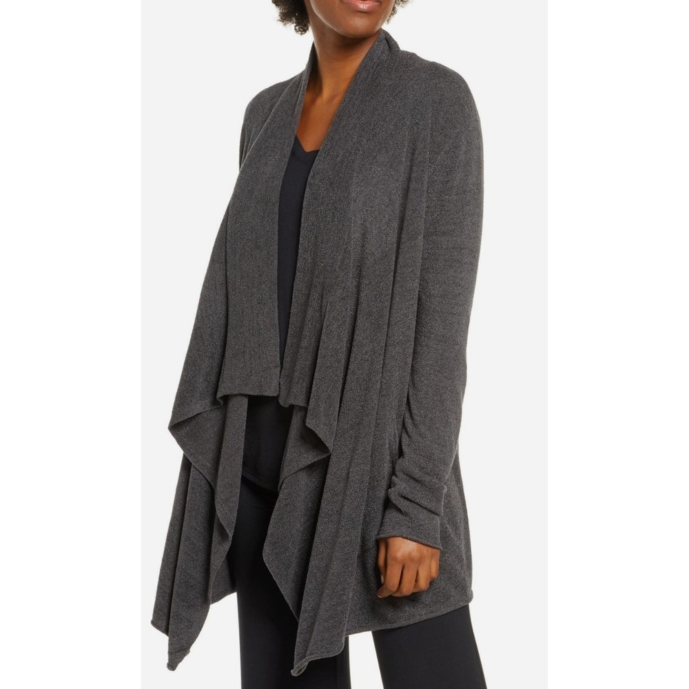 Barefoot Dreams Cozy Chic Lite High Low Open Front Cardigan Grey S/M 4-10